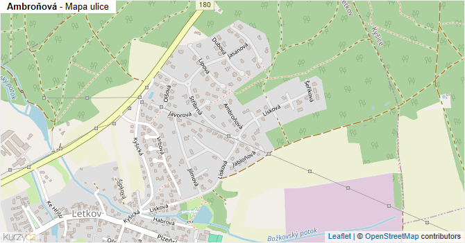 Ambroňová - mapa ulice