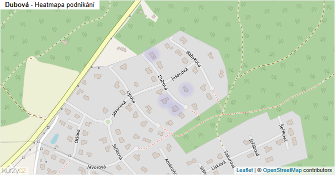 Dubová - mapa podnikání