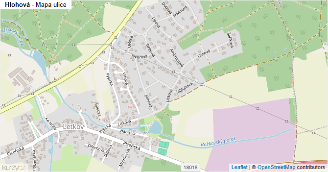 Hlohová - mapa ulice