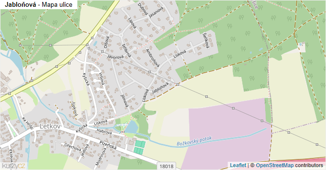 Jabloňová - mapa ulice