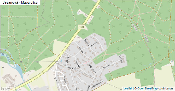 Jasanová - mapa ulice