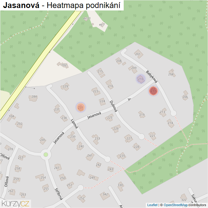 Mapa Jasanová - Firmy v ulici.