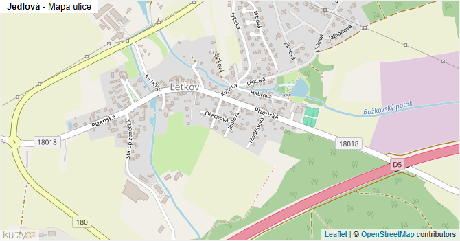 Jedlová - mapa ulice