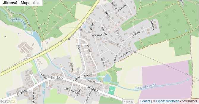 Jilmová - mapa ulice
