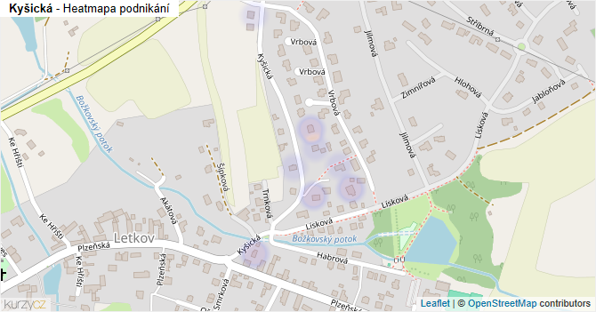 Kyšická - mapa podnikání