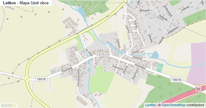Letkov - mapa části obce
