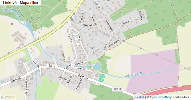 Lísková - mapa ulice