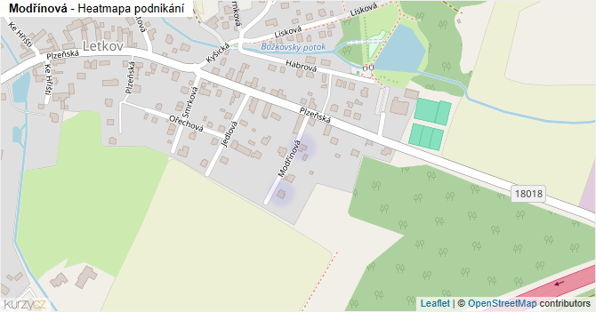 Modřínová - mapa podnikání