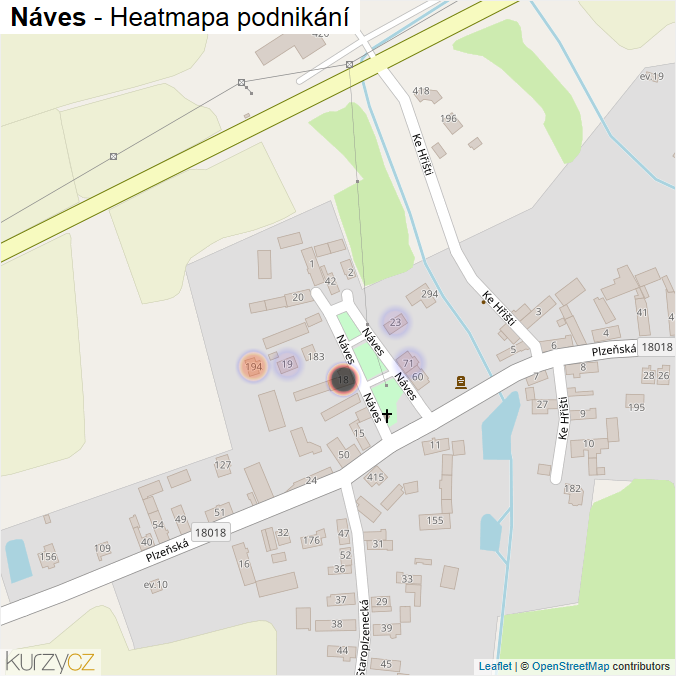 Mapa Náves - Firmy v ulici.