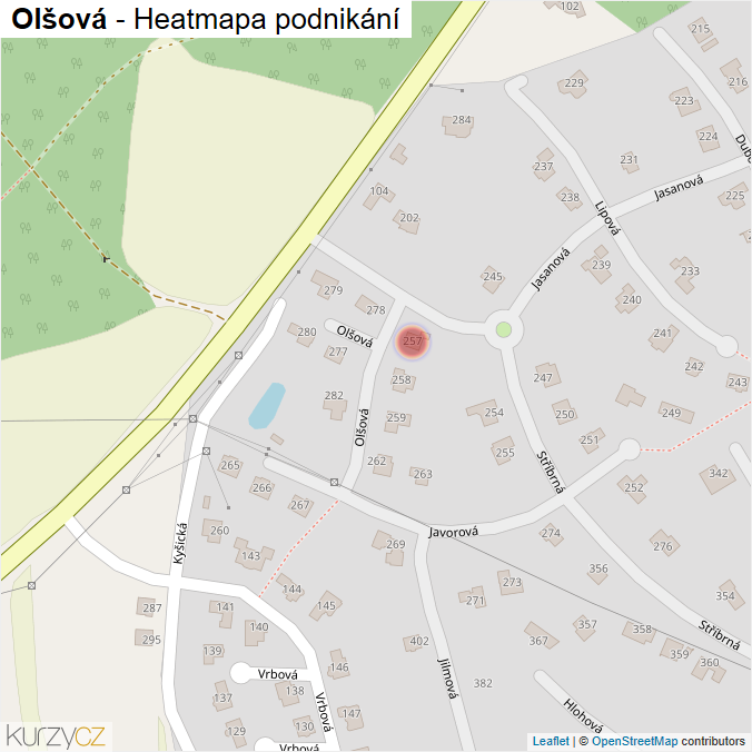 Mapa Olšová - Firmy v ulici.