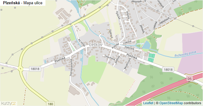 Plzeňská - mapa ulice