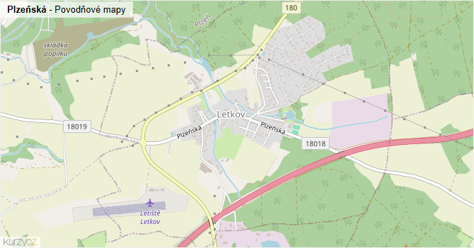 Plzeňská - záplavové mapy stoleté vody