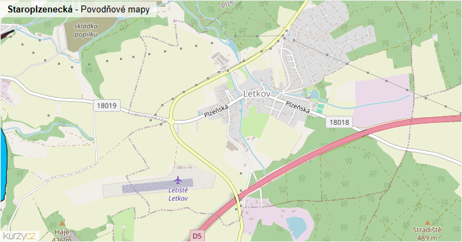 Staroplzenecká - záplavové mapy stoleté vody