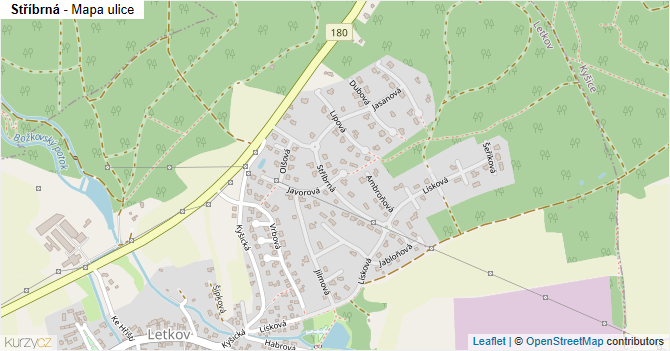 Stříbrná - mapa ulice
