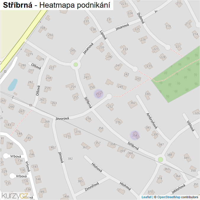 Mapa Stříbrná - Firmy v ulici.