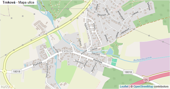 Trnková - mapa ulice