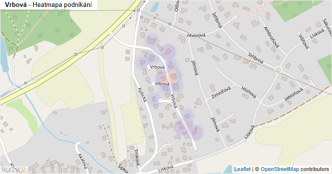 Vrbová - mapa podnikání
