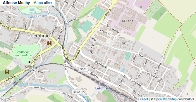 Alfonse Muchy - mapa ulice