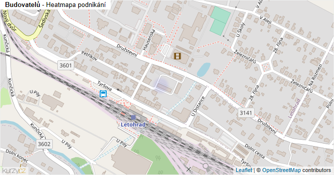Budovatelů - mapa podnikání
