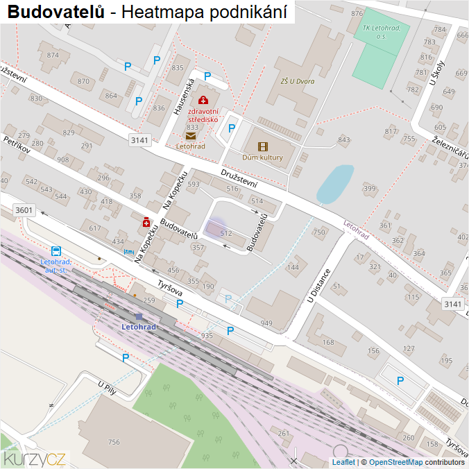 Mapa Budovatelů - Firmy v ulici.