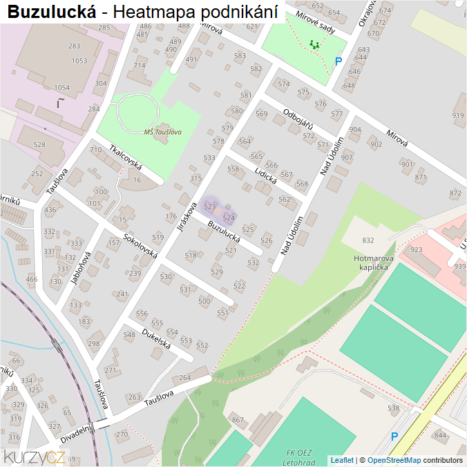 Mapa Buzulucká - Firmy v ulici.