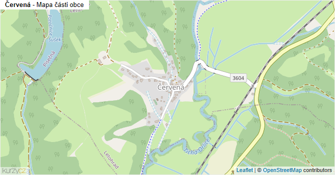 Červená - mapa části obce