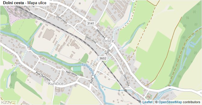 Dolní cesta - mapa ulice