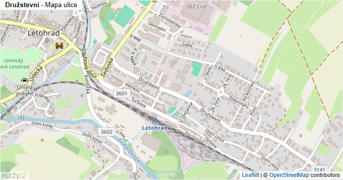 Družstevní - mapa ulice