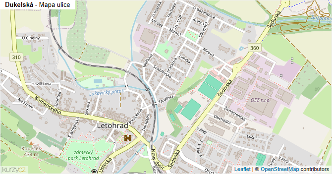 Dukelská - mapa ulice