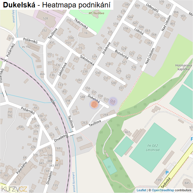 Mapa Dukelská - Firmy v ulici.