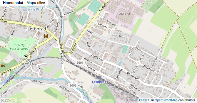 Hausenská - mapa ulice