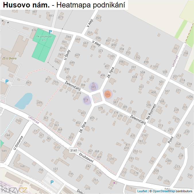 Mapa Husovo nám. - Firmy v ulici.