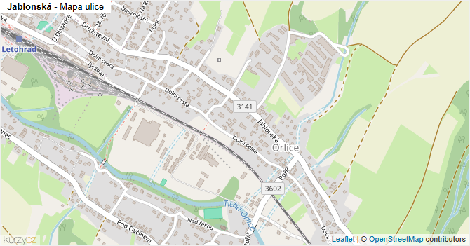 Jablonská - mapa ulice