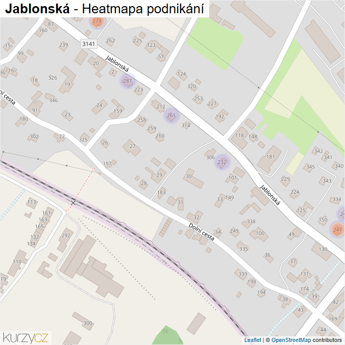 Mapa Jablonská - Firmy v ulici.