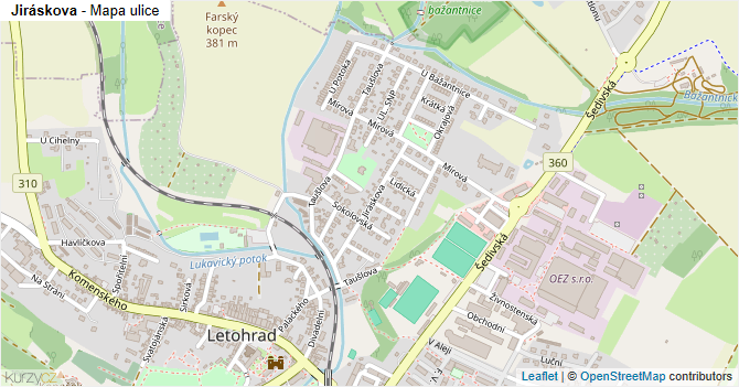 Jiráskova - mapa ulice