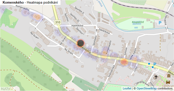 Komenského - mapa podnikání