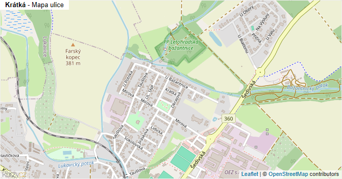 Krátká - mapa ulice