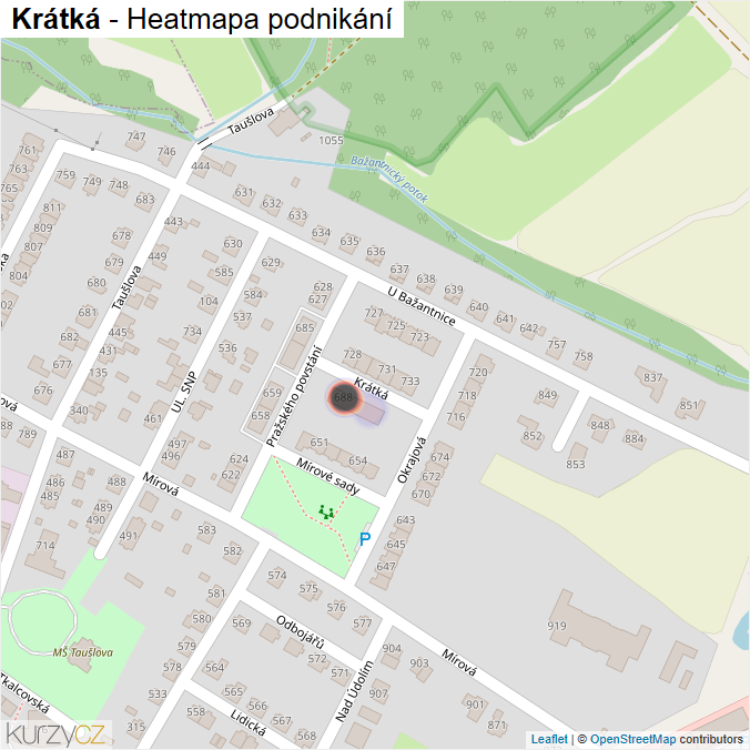 Mapa Krátká - Firmy v ulici.