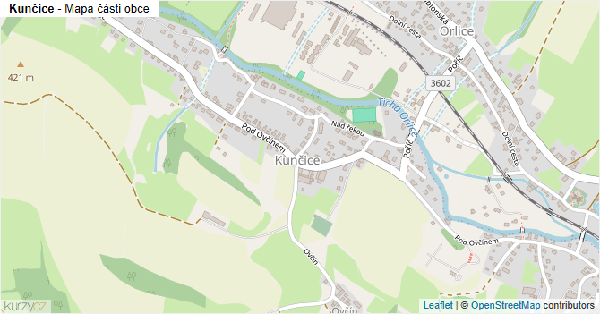 Kunčice - mapa části obce