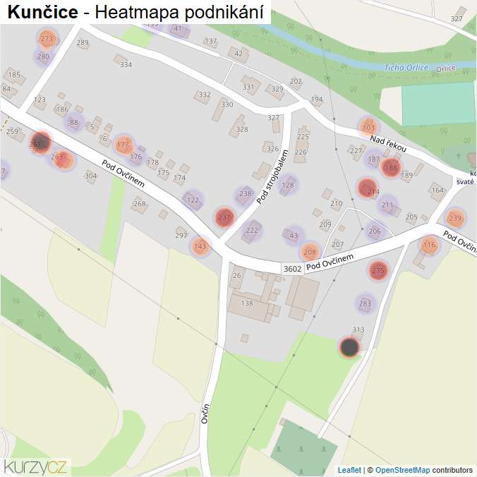 Mapa Kunčice - Firmy v části obce.