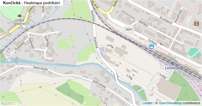 Kunčická - mapa podnikání