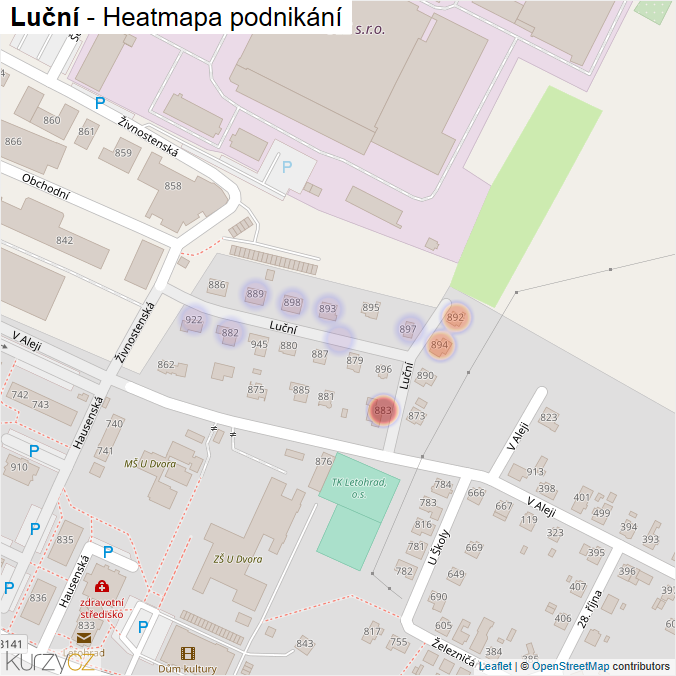 Mapa Luční - Firmy v ulici.