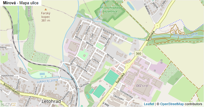 Mírová - mapa ulice