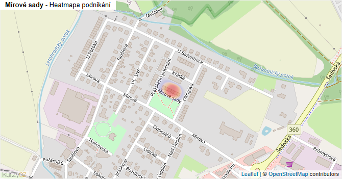 Mírové sady - mapa podnikání