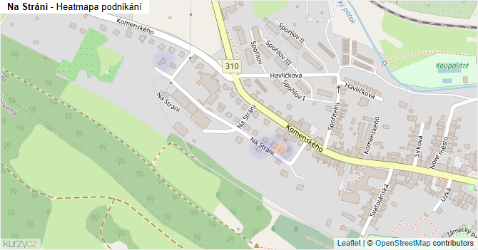 Na Stráni - mapa podnikání