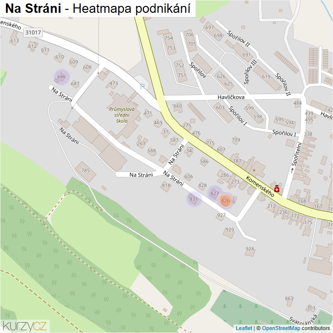 Mapa Na Stráni - Firmy v ulici.