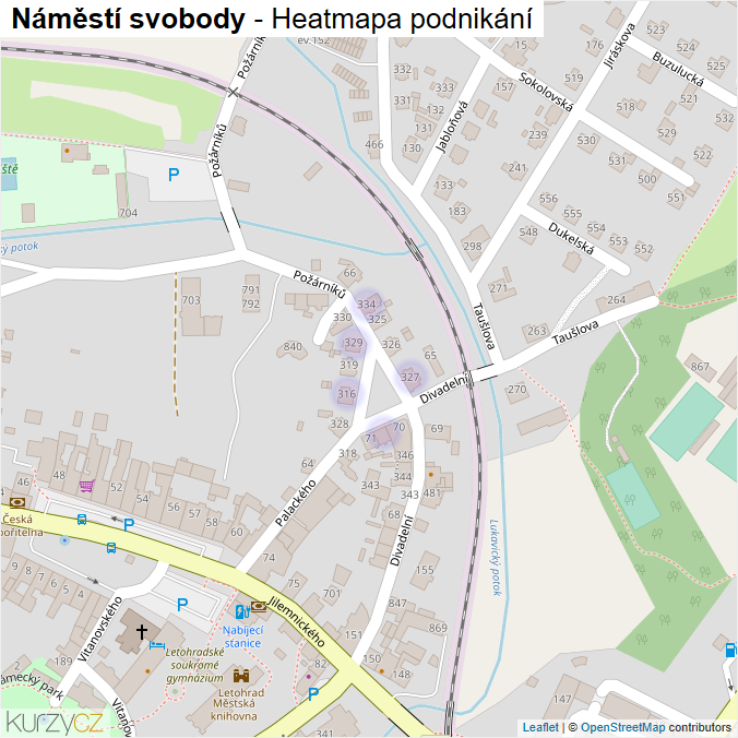 Mapa Náměstí svobody - Firmy v ulici.