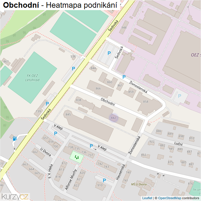Mapa Obchodní - Firmy v ulici.