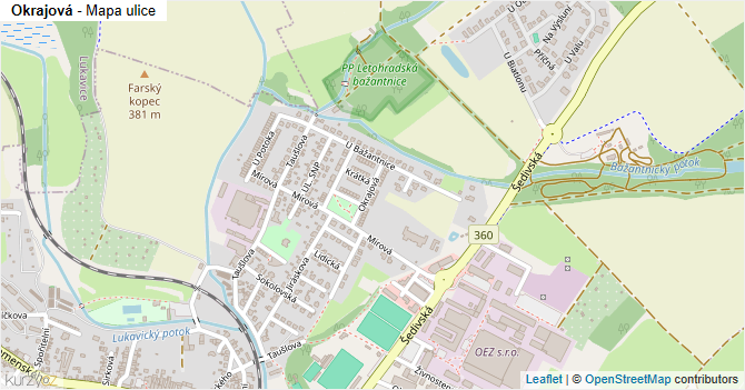 Okrajová - mapa ulice