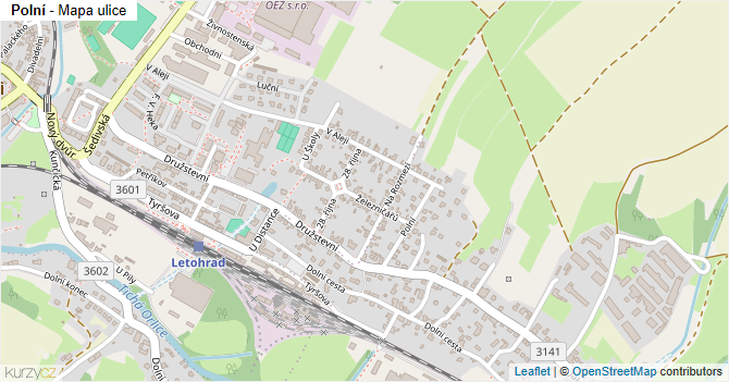 Polní - mapa ulice